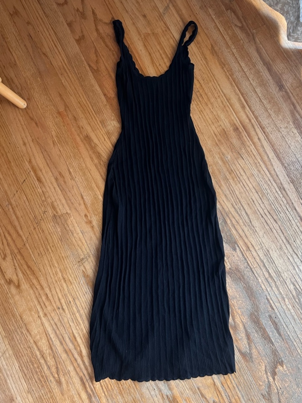 Sézane Black Ribbed Slip Dress